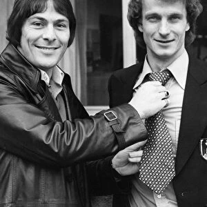 Stuart Pearson of Hull City and England (left) with Rainer Bonhof of West Germany