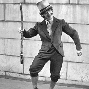 A student in Dublin dresssed as a Leprechaun doing a Irish Jig