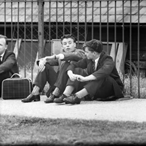 Students gathered outside at Aylesbury Grammar School. June 1960 M4451
