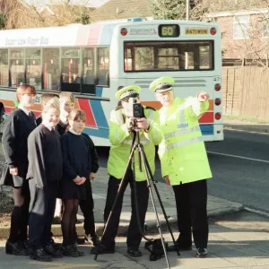 Students from Our Lady and St Bede School, Stockton, pictured with Police Officers Students from Our Lady and St Bede School, Stockton, pictured with Police Officers