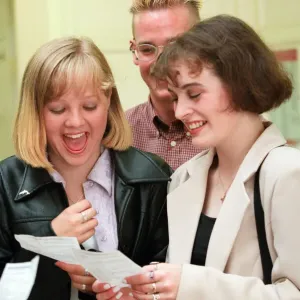 Students receiving their GCSE results at Blakelaw School. 21st August 1997 Students receiving their GCSE results at Blakelaw School. 21st August 1997