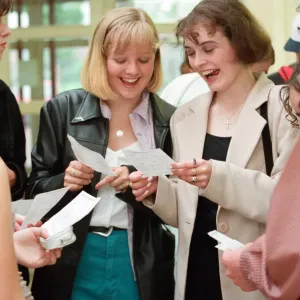 Students receiving their GCSE results at Blakelaw School. 21st August 1997 Students receiving their GCSE results at Blakelaw School. 21st August 1997