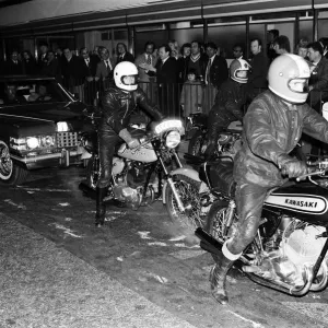 Stuntman Evel Knievel arrives in London ahead of his jump at Wembley Stadium