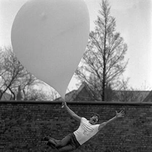 Stunts Balloony, Mel Robson gets carried away with his helium ballon. April 1982