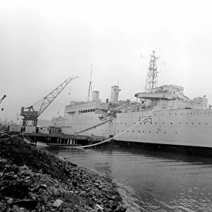 Submarine supply ship, used as floating barracks in Belfast, Northern Ireland