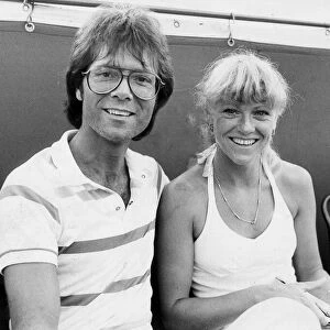 Sue Barker and Cliff Richard at tennis tournament - June 1982