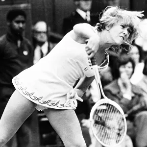 Sue Barker competing in the Wimbledon Tennis Championships. July 1978