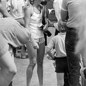 Sue Barker kissing Cliff Richard during Beckenham tennis tournament - June 1983