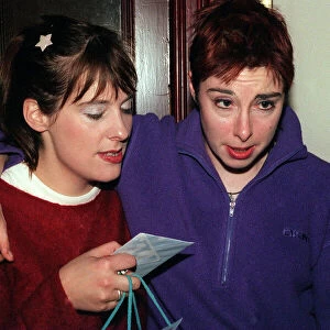 Sue Perkins Mel Giedroyc comediennes May 1999 at Paisley Town Hall