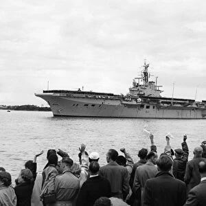 Suez Crisis 1956 The Aircraft Carrier HMS Theseus sails for the Mediterranean