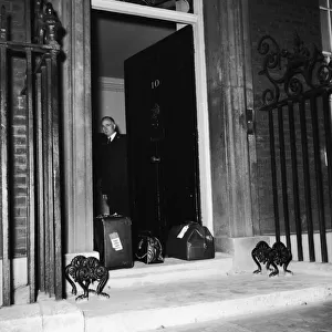 Suez Crisis 1956 Anthony Eden bags outside No 10 prior to his leaving Britain for a