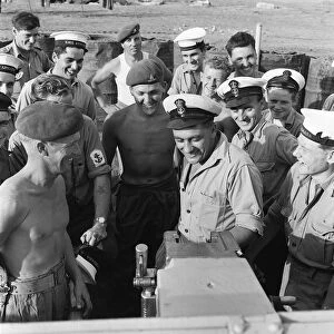 Suez Crisis 1956 British Sailors from the Destroyer Armada visit the front line in