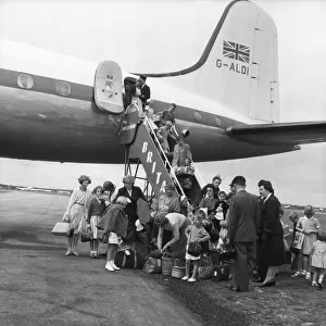 Suez Crisis 1956 British women and children arrive at Blackbushe Airport having
