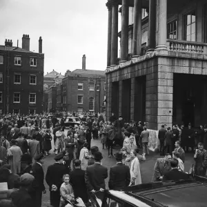 Suez Crisis 1956 Crowds outside Lancaster House during the Suez Conference Suez Crisis 1956 Crowds outside Lancaster House during the Suez Conference