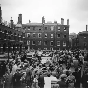 Suez Crisis 1956 Crowds outside Lancaster House during the Suez Conference Suez Crisis 1956 Crowds outside Lancaster House during the Suez Conference