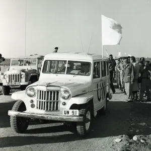 Suez Crisis 1956 Print: UN Vehicles Under Truce