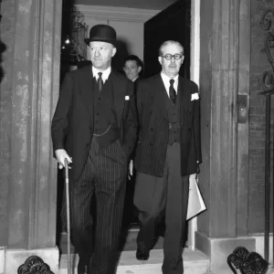 Suez Crisis 1956 Harold MacMillan and Rab Butler leaving 10 Downing Street after a Suez Crisis 1956 Harold MacMillan and Rab Butler leaving 10 Downing Street after a