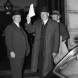 Suez Crisis 1956 John Foster Dulles arrives at the Suez Conference at Lancaster Suez Crisis 1956 John Foster Dulles arrives at the Suez Conference at Lancaster