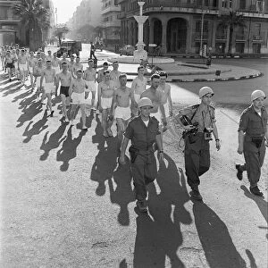 Suez Crisis 1956 Norwegian UNO troops on bathing parade at Port Said