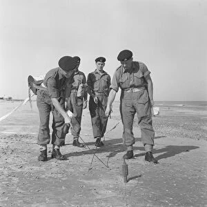 Suez Crisis 1956 Royal Engineers clearing mines from a beach near Port Said