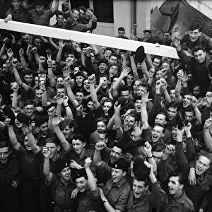 Suez Crisis 1956 Soldiers on the troopship Empire Ken as it prepares to leave for
