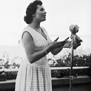 Suez Crisis 1956 Susen Dene sings for the troops at a concert party in Port Said