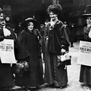 Print of Suffragettes at Free Trade Hall, Manchester Print of Suffragettes at Free Trade Hall, Manchester
