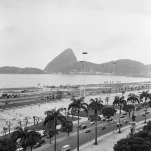 Sugarloaf Mountain on the shores of Rio de Janeiro, Brazil, December 1969