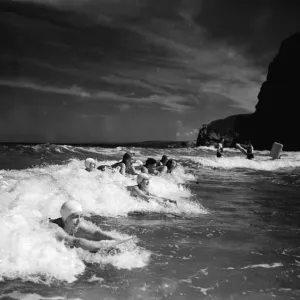 1934 North Cornish Beach Body Surfing Print 1934 North Cornish Beach Body Surfing Print