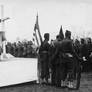 A Sunrise service held on the baseball ground of a US army camp near Liverpool on easter