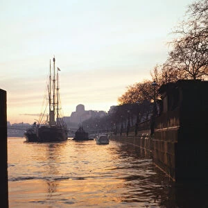 Sunset on Thames Embankment. London. February 1967
