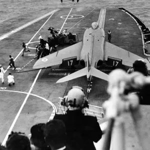 Supermarine Scimitar on HMS Centaur, Liverpool 1965 Print Supermarine Scimitar on HMS Centaur, Liverpool 1965 Print