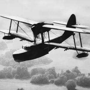 A Supermarine Sea Otter amphibian biplane in flight, The new Births Amphibian A Supermarine Sea Otter amphibian biplane in flight, The new Births Amphibian