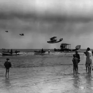 Supermarine Southampton flying boats seen during a flying display off the beaches of Supermarine Southampton flying boats seen during a flying display off the beaches of
