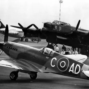 A Supermarine Spitfire Mk PRXIX and Avro Lancaster of the Battle of Britain Memorial A Supermarine Spitfire Mk PRXIX and Avro Lancaster of the Battle of Britain Memorial