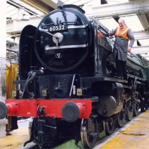 Supervisor Hughie Rowlands aboard LNER Peppercorn A2 class No. 60532 Blue Peter Print Supervisor Hughie Rowlands aboard LNER Peppercorn A2 class No. 60532 Blue Peter Print