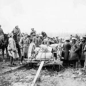 A supplies are brought up to the front lines over a newly captured road during the Battle