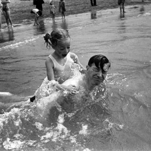 In surf at Brighton - Gladys Tester. August 1952 C3867 In surf at Brighton - Gladys Tester. August 1952 C3867