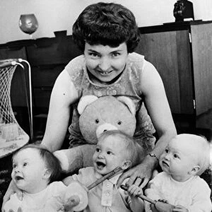 The three surviving babies of the sextuplets born to Mrs Norman Thorns of Selly Oak