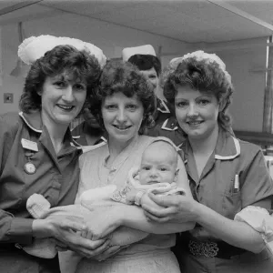 Susan Dubif with her baby son Sean at Sandwell Hospital. 12th April 1983 Susan Dubif with her baby son Sean at Sandwell Hospital. 12th April 1983
