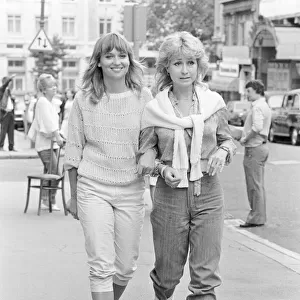 Susan Penhaligon with Felicity Kendal July 1982 whilst she was filming a new