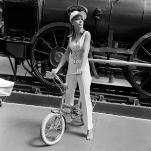 Susie Hunt Models Mary Quant Fashions with Raleigh Bicycle Print 1965 Susie Hunt Models Mary Quant Fashions with Raleigh Bicycle Print 1965