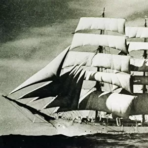 The SV Glenlee ship under full sail Circa 1950