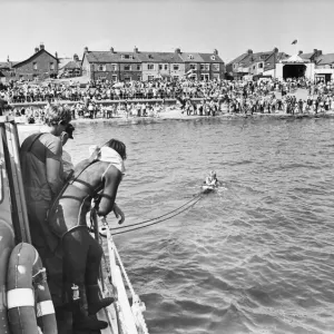 A swimmer is hauled to safety near Morpeth, Tyne and Wear A swimmer is hauled to safety near Morpeth, Tyne and Wear