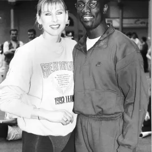 Swimmer, Sharron Davies with boyfriend Derek Redmond 26th April 1993 Swimmer, Sharron Davies with boyfriend Derek Redmond 26th April 1993