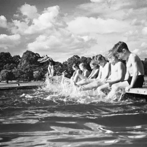 Swimming in the Serpentine and enjoying the summer weather 14th July 1946 Swimming in the Serpentine and enjoying the summer weather 14th July 1946