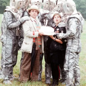 Sylvester McCoy as the Doctor and Sophie Aldred as Ace seen here on location near Arundel Sylvester McCoy as the Doctor and Sophie Aldred as Ace seen here on location near Arundel