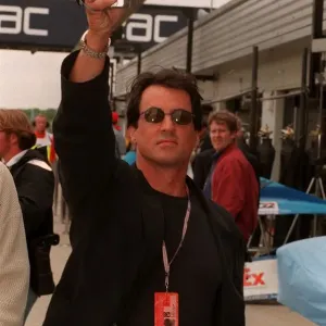 Sylvester Stallone at Silverstone Grand Prix Print July 98
