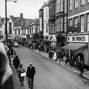 Taff Street, the main shopping street, Pontypridd. 1st November 1963