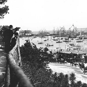 Tall ships in Torquay Harbour for the 1895 regatta